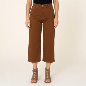 Judy Blue Women’s High Waist Crop Jeans Brown Size 15/32 | Wide Leg Denim
